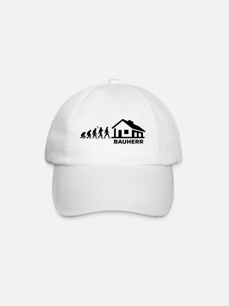 Evolution - Bauherr - Haus - bauen - EFH - Baseballkappe - Weiß/Weiß