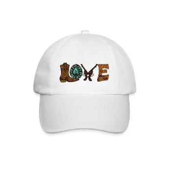 Love Liebe Western Revolver Cowboy - Baseballkappe - Weiß/Weiß - Vorne
