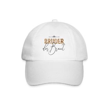 Bruder der Braut JGA Hochzeit Geschenk Glitzer - Baseballkappe - Weiß/Weiß - Vorne