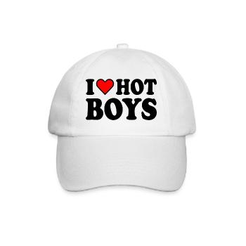 I love hot boys - Baseballkappe - Weiß/Weiß - Vorne