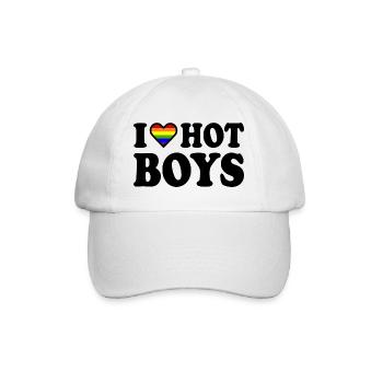 I love hot boys - Baseballkappe - Weiß/Weiß - Vorne