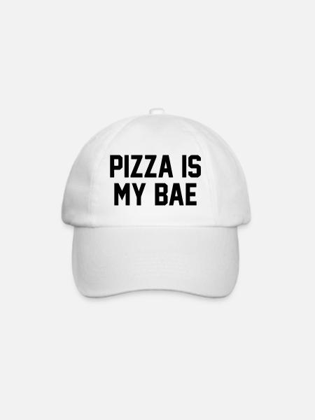 Pizza zitieren Pizza ist mein Bae - Baseballkappe - Weiß/Weiß
