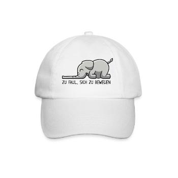 Elefant - zu faul sich zu bewegen - Baseballkappe - Weiß/Weiß - Vorne