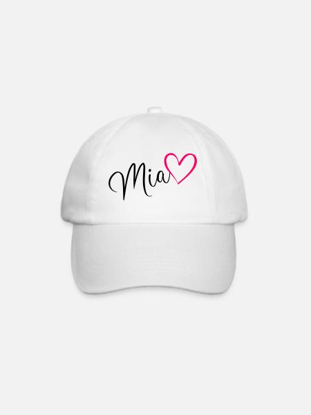 Mia Name Vorname Herz pink - Baseballkappe - Weiß/Weiß
