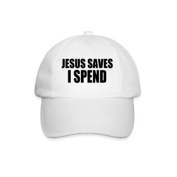 Jesus saves i spend - Baseballkappe - Weiß/Weiß - Vorne
