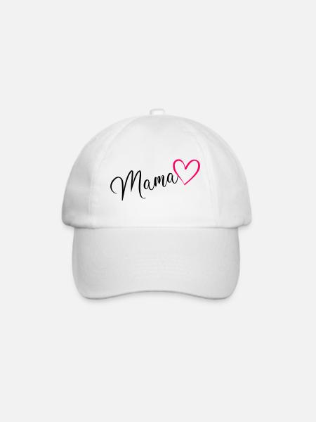 Mama Mutter Kalligrafie Herz Pink - Baseballkappe - Weiß/Weiß