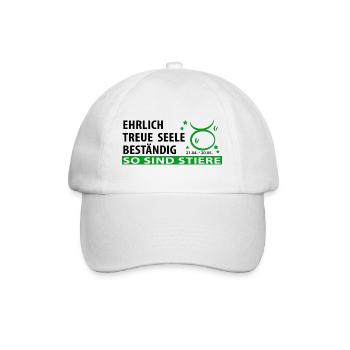 Sternzeichen Stier - Eigenschaften - Baseballkappe - Weiß/Weiß - Vorne