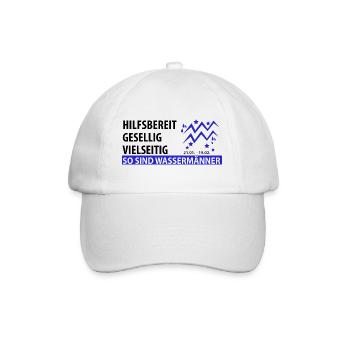 Sternzeichen Wassermann - Eigenschaften - Baseballkappe - Weiß/Weiß - Vorne