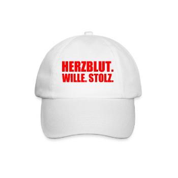 Herzblut wille stolz - Baseballkappe - Weiß/Weiß - Vorne