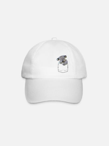 Koala Bär in Brusttasche Hemdtasche - Baseballkappe - Weiß/Weiß