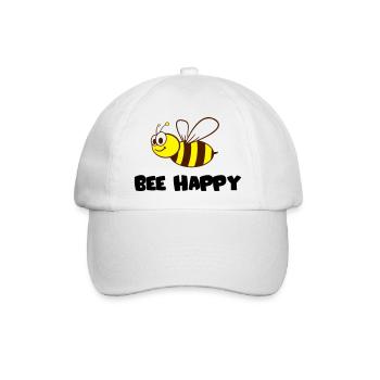 bee happy - Baseballkappe - Weiß/Weiß - Vorne