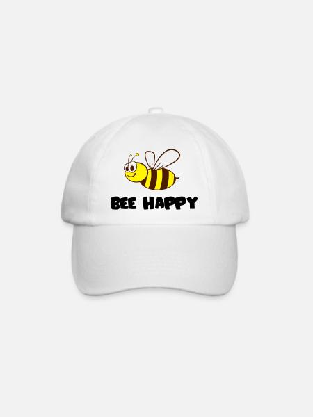 bee happy - Baseballkappe - Weiß/Weiß