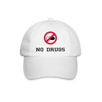 No Drugs / Say no to drugs / Drogen / Keine Drogen - Baseballkappe - Weiß/Weiß - Vorne