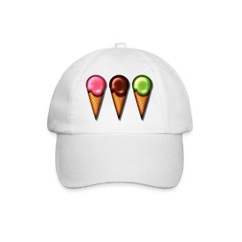 Eis, Sommer, Schoko Süss Sonne Baden Eiszeit - Baseballkappe - Weiß/Weiß - Vorne