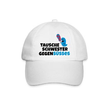 Tausche Schwester gegen Süßes - Baseballkappe - Weiß/Weiß - Vorne