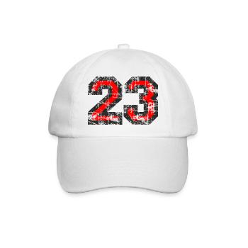 Zahl 23 (Vintage Rot) 23. Geburtstag Nr. 23 - Baseballkappe - Weiß/Weiß - Vorne