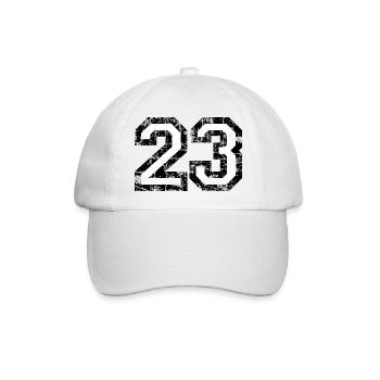 Zahl 23 (Vintage Weiß) 23. Geburtstag Nr. 23 - Baseballkappe - Weiß/Weiß - Vorne