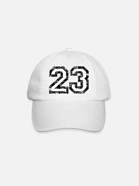 Zahl 23 (Vintage Weiß) 23. Geburtstag Nr. 23 - Baseballkappe - Weiß/Weiß
