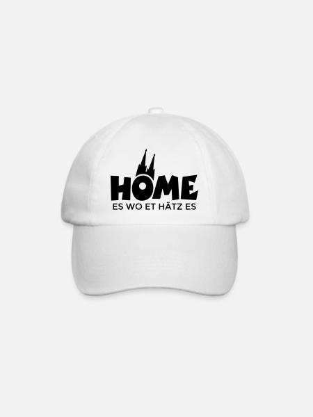 Home es wo et Hätz es - Köln mit Kölner Dom - Baseballkappe - Weiß/Weiß