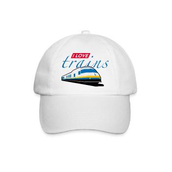i love trains | railway - Baseballkappe - Weiß/Weiß - Vorne