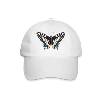 handgezeichneter Schwalbenschwanz Schmetterling - Baseballkappe - Weiß/Weiß - Vorne