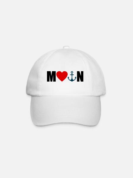 MOIN mit Herz und Anker - Baseballkappe - Weiß/Weiß