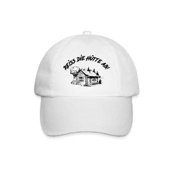 Reiss die Hütte ab | Reiß die Hütte ab - Baseballkappe - Weiß/Weiß - Vorne