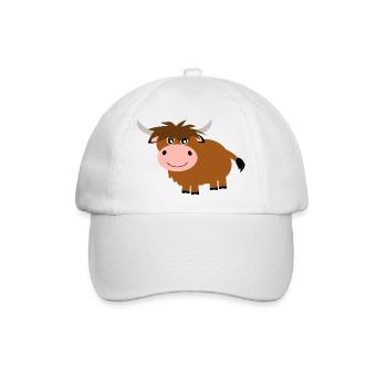 Hochlandrind Kuh - Baseballkappe - Weiß/Weiß - Vorne