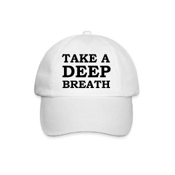 deep breath atmen atmung apnoe Meditation Spruch - Baseballkappe - Weiß/Weiß - Vorne