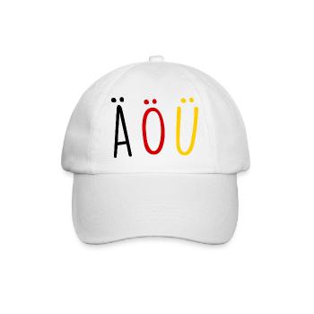 Deutsche Sprache German Language Umlaut Flagge - Baseballkappe - Weiß/Weiß - Vorne