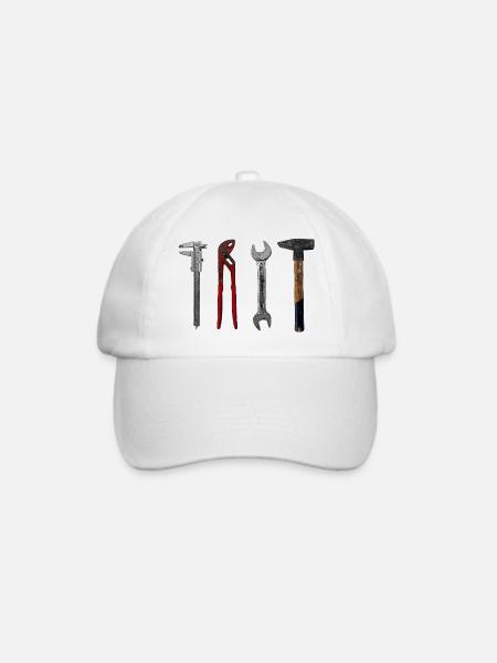 Werkzeug Illustration Handwerker Hammer Zange - Baseballkappe - Weiß/Weiß