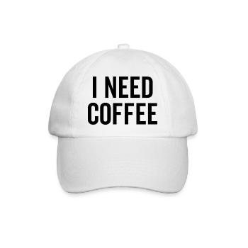 Ich brauche Kaffee - Baseballkappe - Weiß/Weiß - Vorne