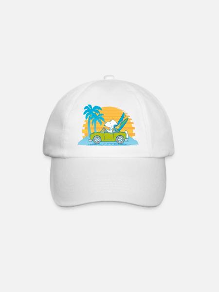 Peanuts Snoopy Cabrio Urlaub Ab Zum Strand - Baseballkappe - Weiß/Weiß