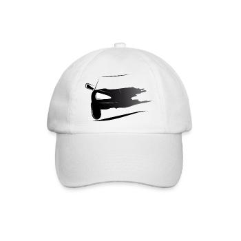 Schwarz Weiße Kalligrafie eines Sportwagens - Baseballkappe - Weiß/Weiß - Vorne