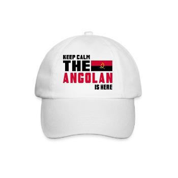 Keep Calm Angola Flaggen Design - Baseballkappe - Weiß/Weiß - Vorne