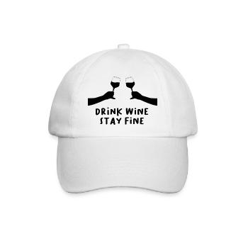 Drink wine stay fine - Baseballkappe - Weiß/Weiß - Vorne