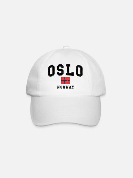 Oslo Norwegen Flagge Design - Baseballkappe - Weiß/Weiß