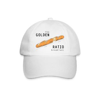 Baguette Goldener Schnitt Frühstück cooler Spruch - Baseballkappe - Weiß/Weiß - Vorne