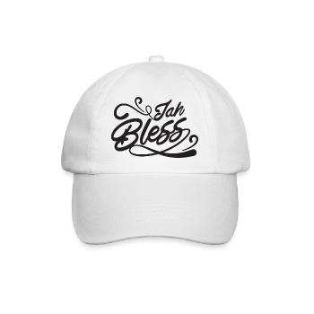 Jah Bless Script - Baseballkappe - Weiß/Weiß - Vorne