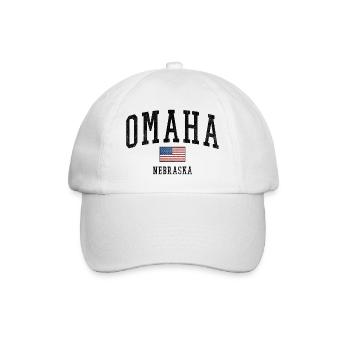 Omaha Nebraska USA Motiv mit Flagge - Baseballkappe - Weiß/Weiß - Vorne