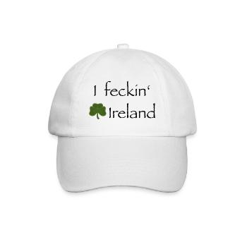 I feckin' love Ireland - Irland Liebe - Kleeblatt - Baseballkappe - Weiß/Weiß - Vorne