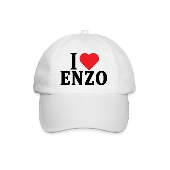 T-Shirt Ich liebe Enzo T-Shirt Geschenkidee - Baseballkappe - Weiß/Weiß - Vorne