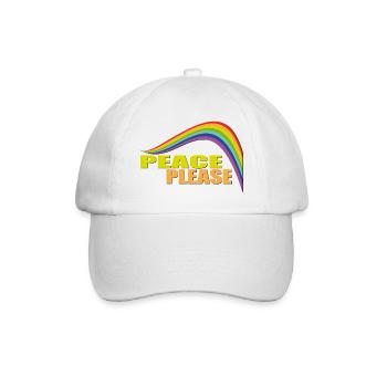 PEACE PLEASE with Rainbow - Baseballkappe - Weiß/Weiß - Vorne