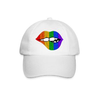LGBTQ+ LIPS BITING PRIDE - Baseballkappe - Weiß/Weiß - Vorne
