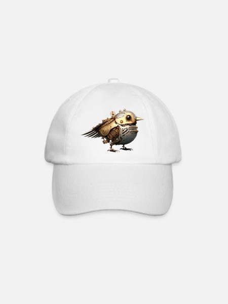Steampunk Vogel - Baseballkappe - Weiß/Weiß