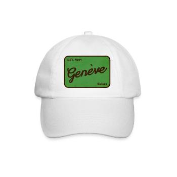 Genève Suisse Schild – Vintage Swiss Design - Baseballkappe - Weiß/Weiß - Vorne