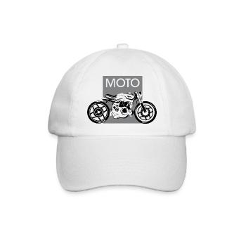 moto Motorrad Symbol Biker Logo Garage Grafik icon - Baseballkappe - Weiß/Weiß - Vorne