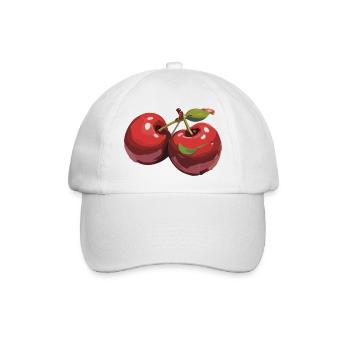 Rote Kirsche Cherries Kirschen Cherry - Baseballkappe - Weiß/Weiß - Vorne