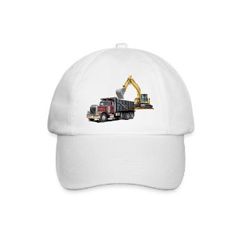 Lastwagen mit Bagger - Baseballkappe - Weiß/Weiß - Vorne