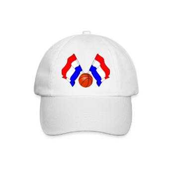 Zwei holländische Flaggen mit einem Basketball - Baseballkappe - Weiß/Weiß - Vorne